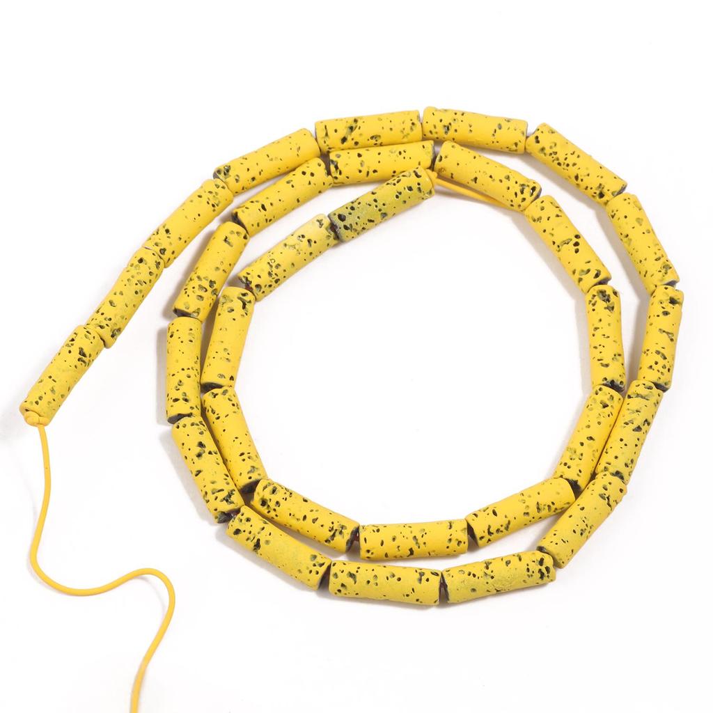 4x13mm Multicolor Rondelle Column Tube Lava Stone Loose Spacer Beads For Making Jewelry Handmade Diy Bracelet Craft