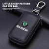 WFDZ5 Car Key Protector Bag Key Holder Mini Auto Key Case Wallet Zipper Bag Keychain For Skoda S Kodiaq Octavia 2 3 Yeti Karoq Rapid
