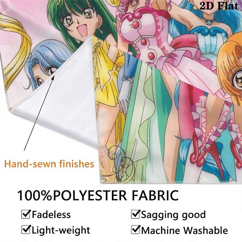 Mermaid Melody Pichi Pichi Pitch Wall Tapestry Aesthetic Wall Hanging Printed Fabric Blanket Decorative Tapestries for Bedroom Living Room Home Decor