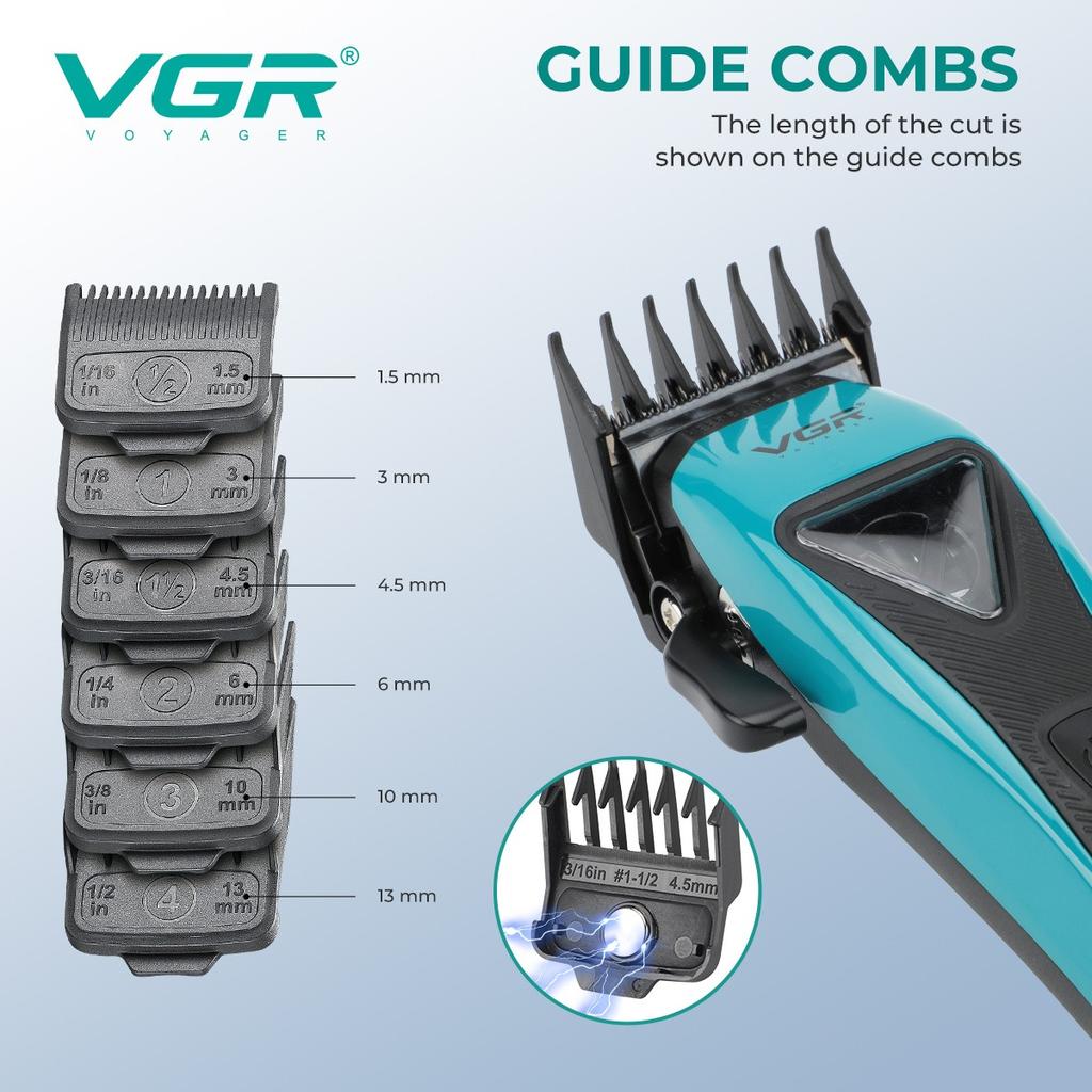 VGR Hair Trimmers Professional Haircut Machine 11000 RPM Clippers Vector Motor Brushless Hair Trimmers Adjustable Trimmer for Men Personal Care V-035C