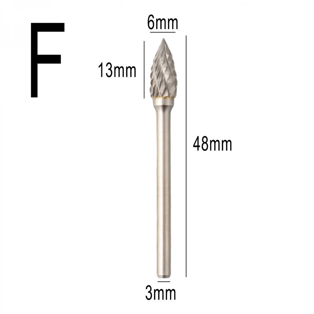 1pc Burrs 3x6mm Tungsten Rotary Drill Carving Bit Double Cut 1/8" Shank