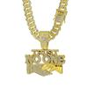 European and American alloy accessories are hot-selling TRUST NO ONE diamond-encrusted pendant, men's personality trendy hip-hop Cuban chain