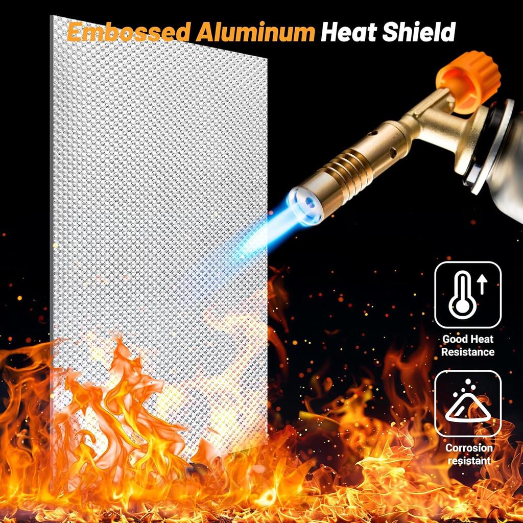 UNIFAMILY 16" X 39"Aluminum Exhaust Heat Shield Automotive, Embossed Exhaust Heat Wrap With 20 Pcs Cable Metal Zip Ties, Exhaust Wrap Heat Barrier