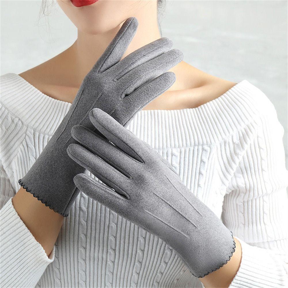 Thickened Warm Furry Gloves Thin Velvet Mittens Cashmere Gloves for Outdoor Cycling Driving