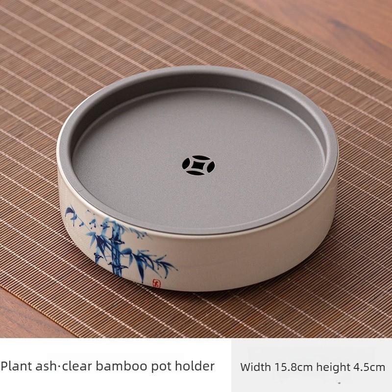 Tea Tray Ceramic Blue and White Entwined Flower Pattern Water Storage Tray Pot Construction Water Tray Dry Soaking Table
