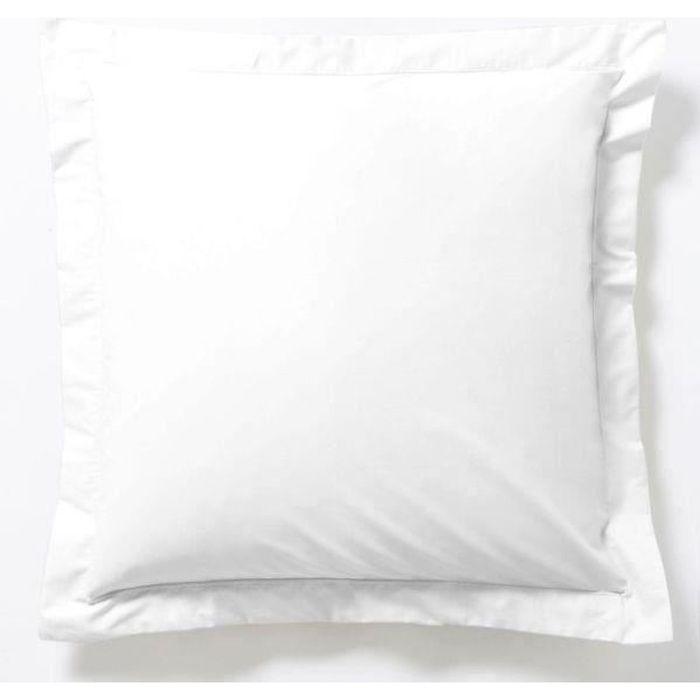 Taies d'Oreiller - BLANC - 100% Coton - 65x65 cm - Lot de 2 - Lavable