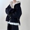 Men's Harajuku-Style Fur Collar Cotton Jacket, Autumn/Winter Fashion, Japanese-Inspired, Casual, Short, Warm, and Stylish.