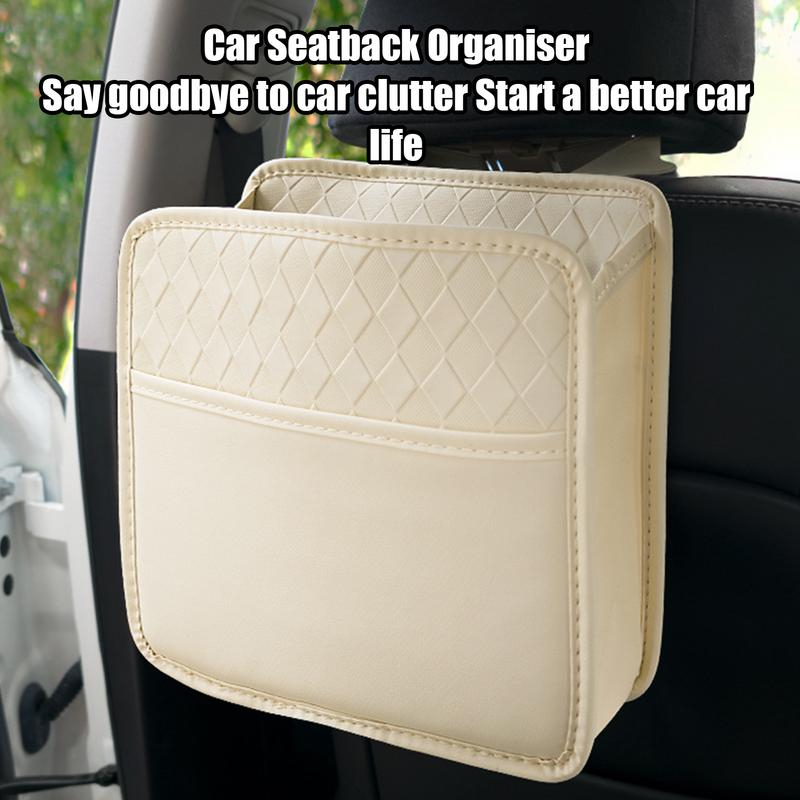 Backseat Pockets for Car Artificial Leather Car Seat Back Bag with Compartments Road Trip Must-Have Embossed Pattern Automotive