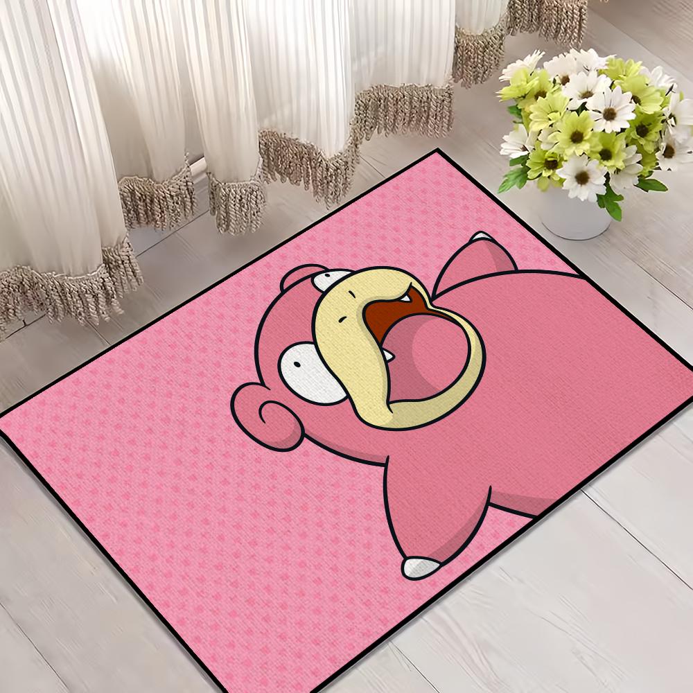 

Door P-Pokemon Cute Mat For Bedroom Decoration Kitchen Bath Carpet Cartoon House Slowpoke Super Pink Absorbent Rug Foot Non-slip SJR40x60CM
