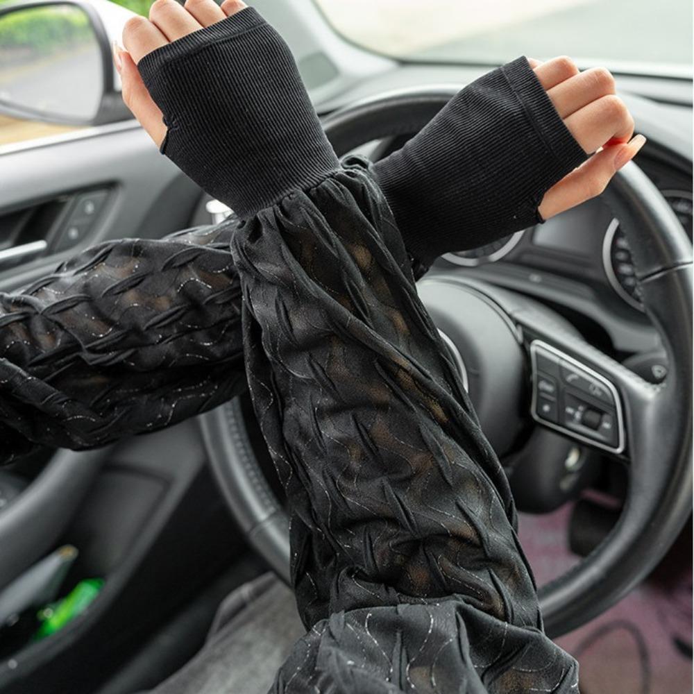 Breathable Sun Protection Arm Sleeves Elegant Cool Hand Sleeves Sunscreen Arm Cover  For Women