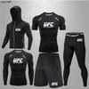 Herren 5-teiliges Cross-Training Kompressionsset - Hohe Elastizität, Schnelltrocknend, Atmungsaktiv für Boxen, Fitness, Laufen & UFC