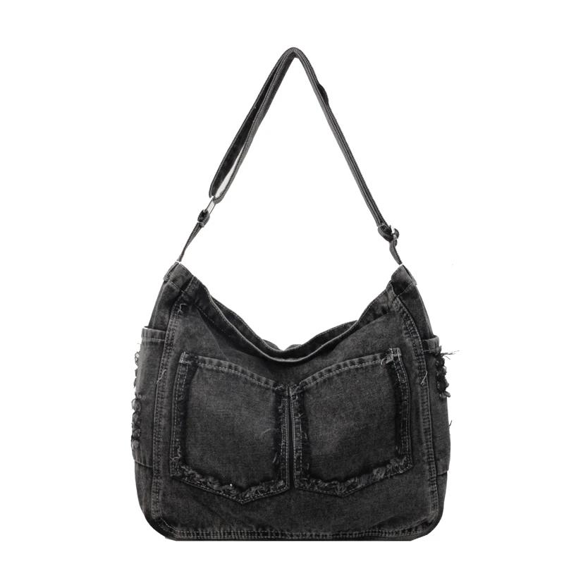 Leisure and artistic style women's crossbody bag  retro postman bag with large capacity  displacement denim