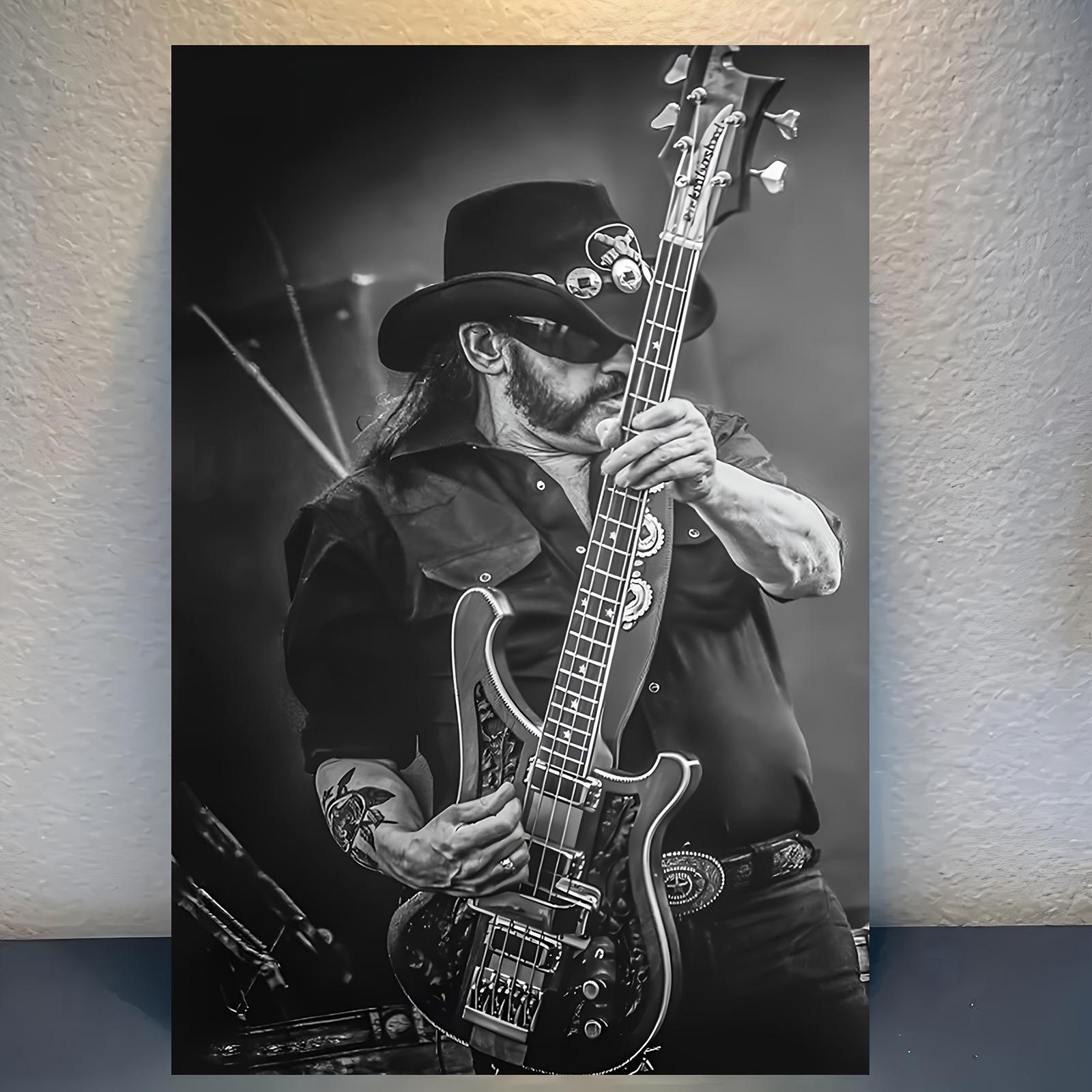 

Riveted Faux Leather Lemmy Kilmister Canvas Wall Art | Black & White | Frameless 30x40cm Canvas