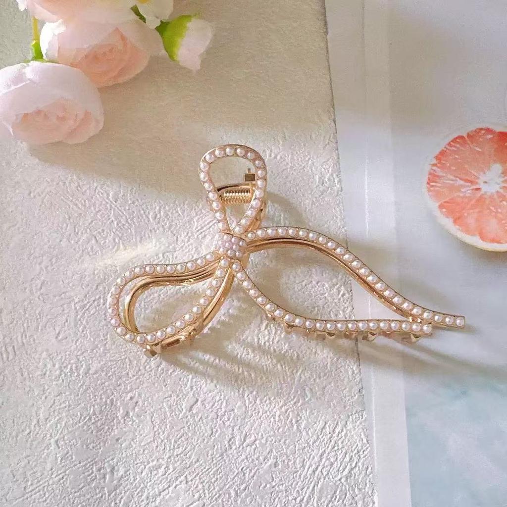 French Girl Hair Accessories Stylish With Rhinestone Hair Claw Bow Hair Claws for Womens