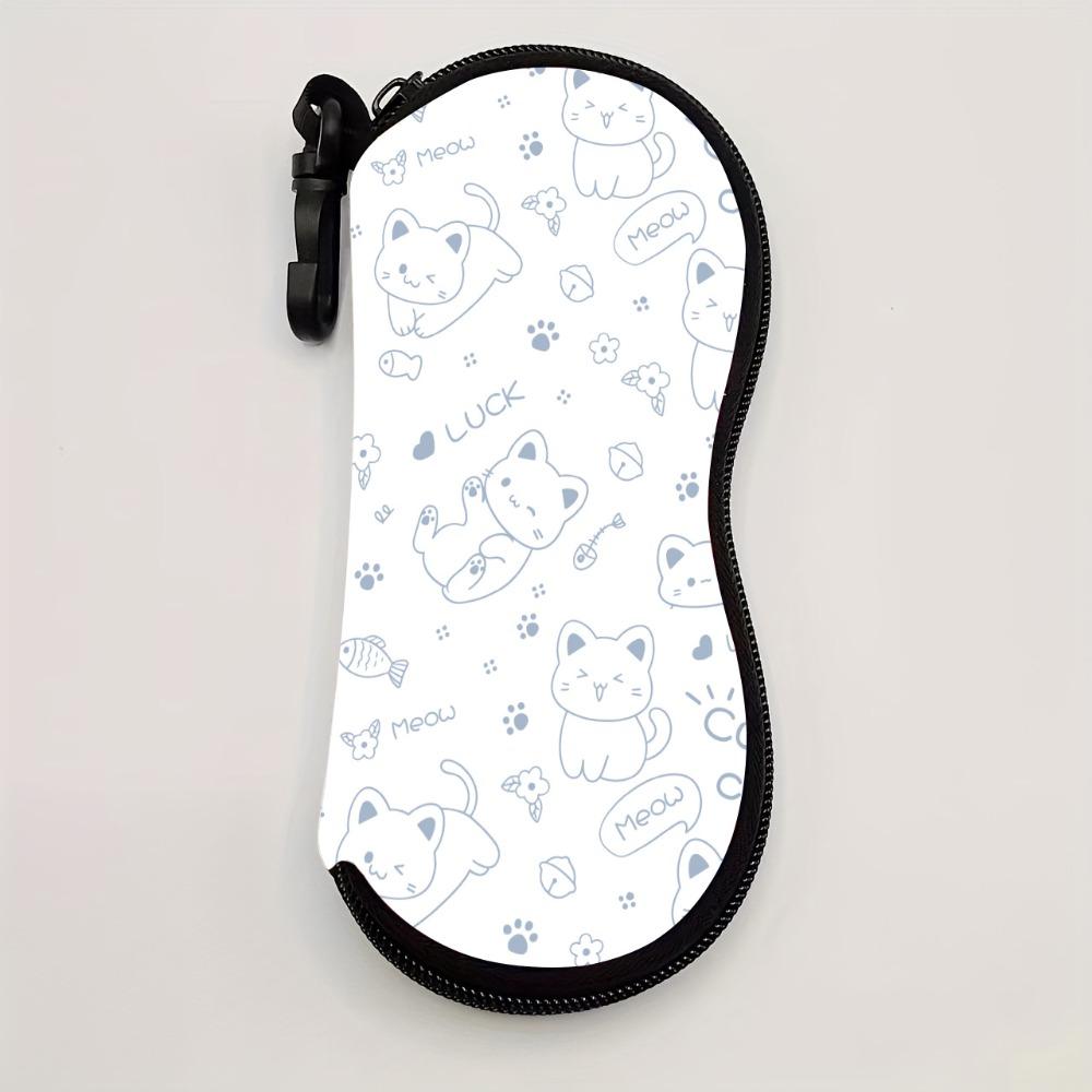 

Soft Cat Print Eyeglass Case Hanging Reading Glass Pouch Portable Sunglasses Storage Bag синий