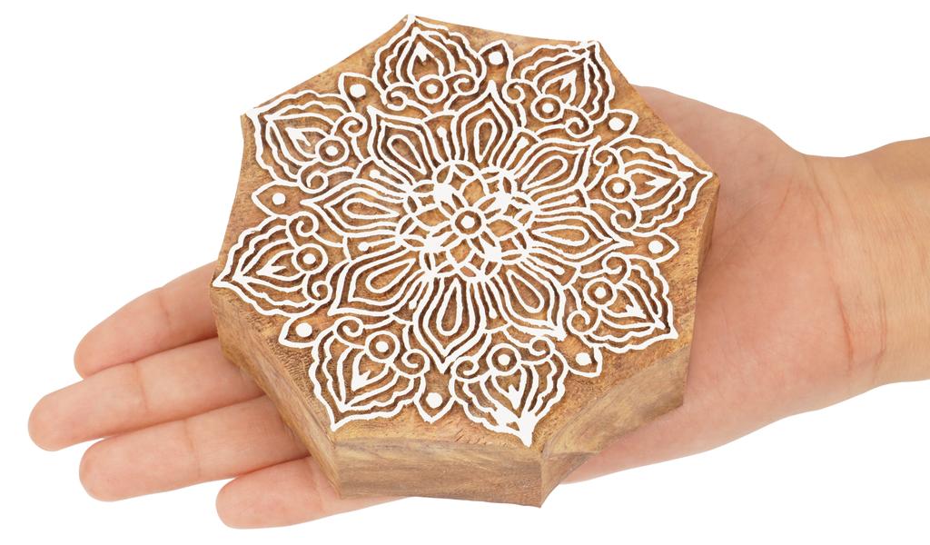 IBA Indianbeautifulart Blok do drukowania tekstyliów Azjatycki motyw mandali Ręcznie rzeźbiony drewniany stempel Drukowanie na bloku drewnianym