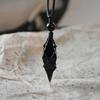 Adjustable Rope Black Stone Necklace Geometric Stone Necklace Stone Pendant Father's Day Gift
