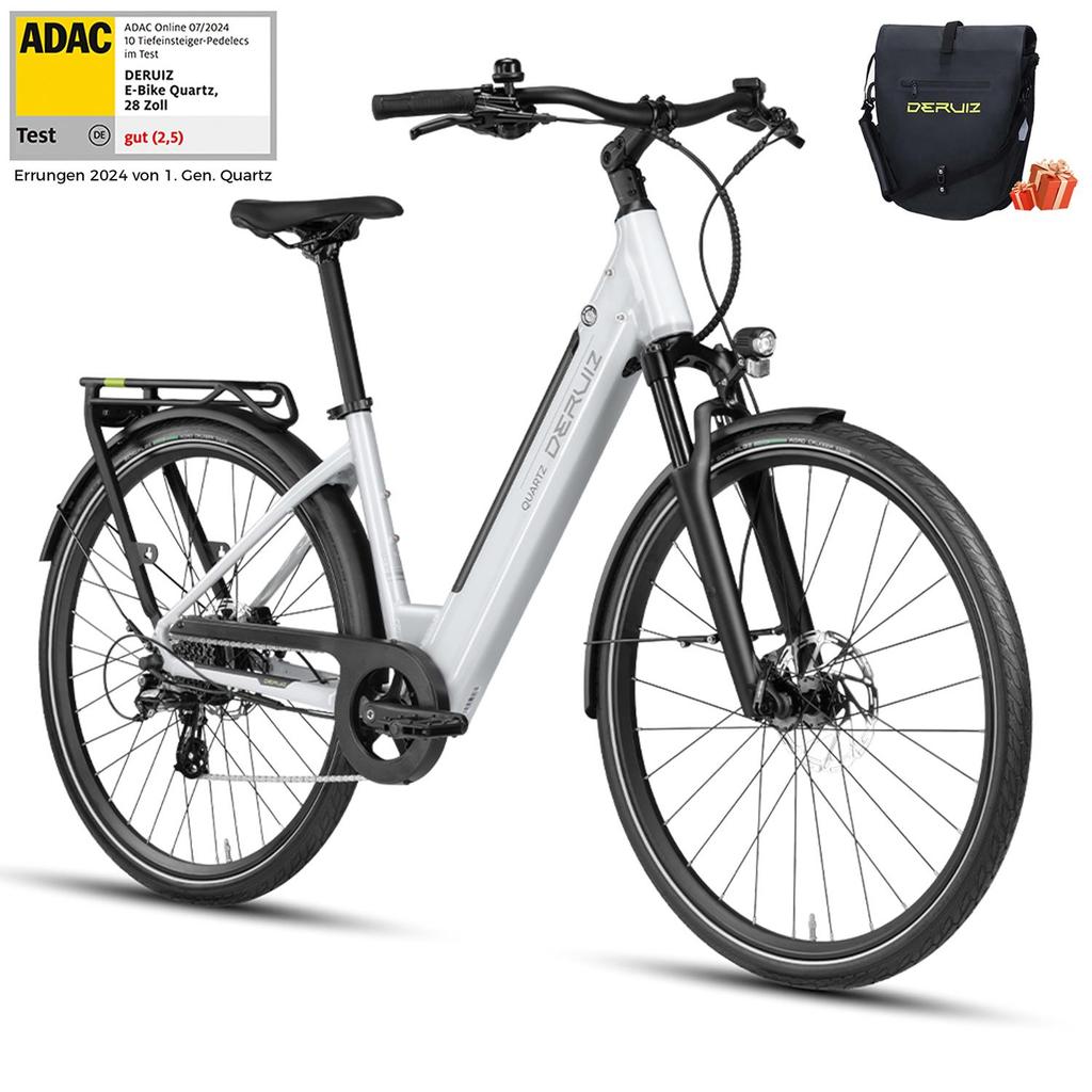 Electric Bike DERUIZ Quartz 28''  250w Motor City Ebike - 48V 13.4Ah Battery Up to 161km Range, Hydraulic Brakes, Torque Sensor, 8 Speed, Load 130kg