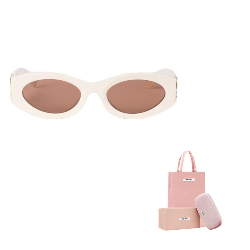 MIU MIU Simple Modern Fashion Oval Sunglasses Women Sunglasses Milk-White SMU11W_E21D_FE90Q_C_054