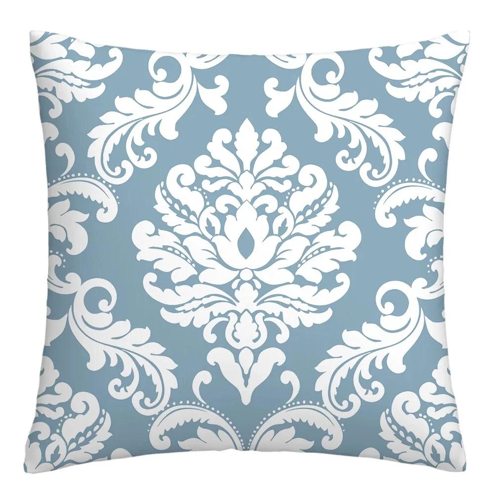 Blue and White Geometric Decorative Pillowcase Living Room Office Home Pillowcase Car Ornaments Ideal Gift