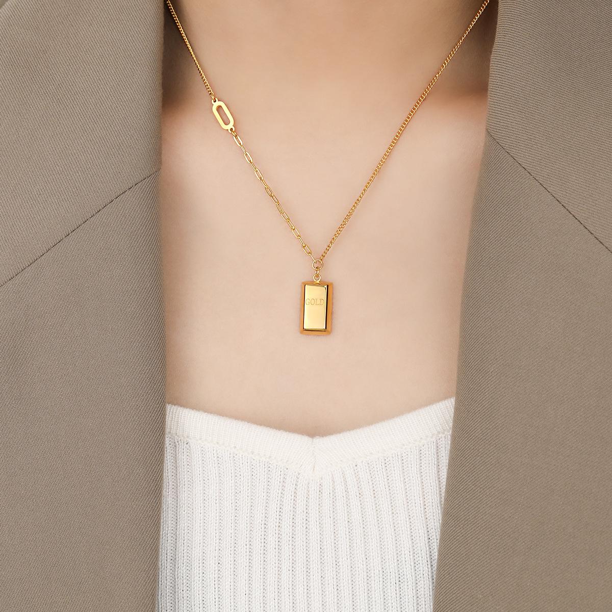 

Корейский комплект ювелирных украшений из титанового ожерелья и браслета на лодыжку золотистого оттенка для женщин