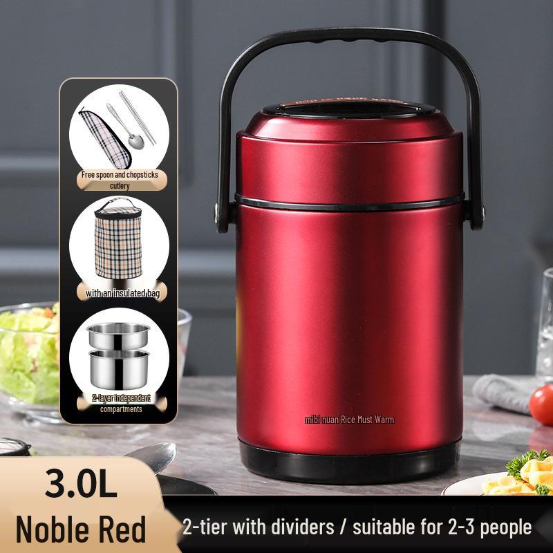 Winter Stainless Steel Insulated Multi-layer Lunch Box - Portable, Large Capacity, Keeps Food Hot for 24 Hours, Perfect for Home or Office.
