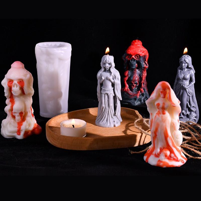 Halloween DIY Craft Silicone Ghost Bride Groom Candle Mold Mould Resin Molds