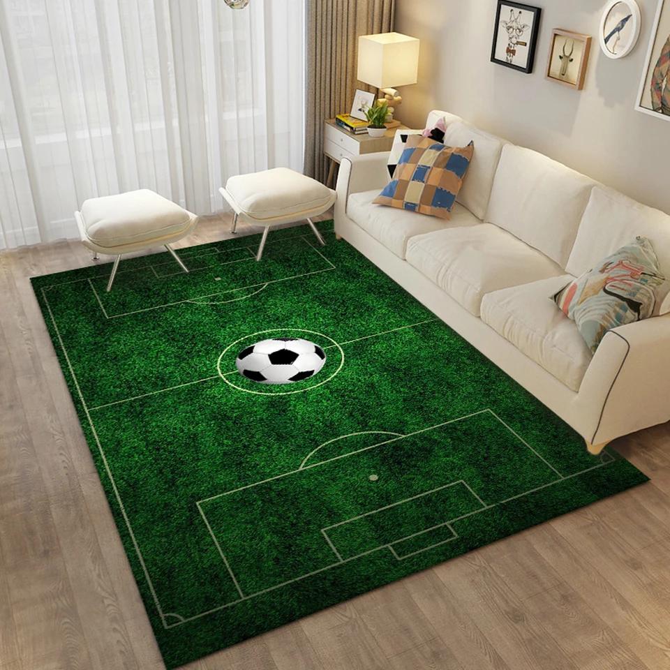 3D Football Printing Floor Mat Carpets for Living Room Soccer Field Area Rug Kids Bedroom Bathroom Mats Anti-slip Home Mat Rugs