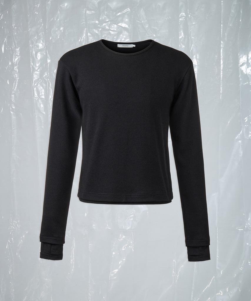 AREUBAN Waffle Layered Long Sleeve_Vintage Black