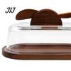 Wooden Butter Container for Refrigerator Dish with Glass Lid And Knife, Holder Kitchen Storage Box Counter Countertop & Refrigerator, Keeper