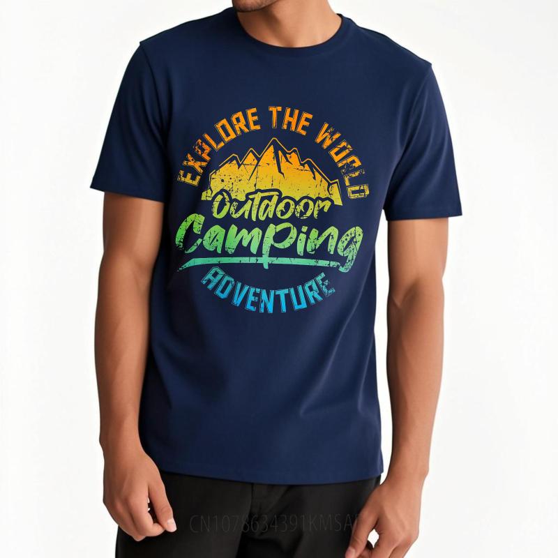 

Casual Summer For Her T Shirt Explore The World Outdoor Camping Adventure Short Sleeve Printed Crew Neck Tops Teeshirt For Man 4XL