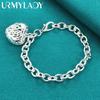 925 Sterling Silber Hohl Herz Anhänger Armband Für Frauen Hochzeit Party Mode Schmuck