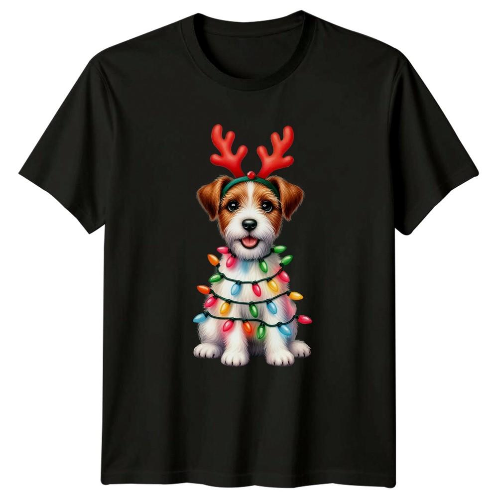 Christmas Dog Reindeer Antlers Lights Holidays Unisexs TShirt Unisexs Graphic b