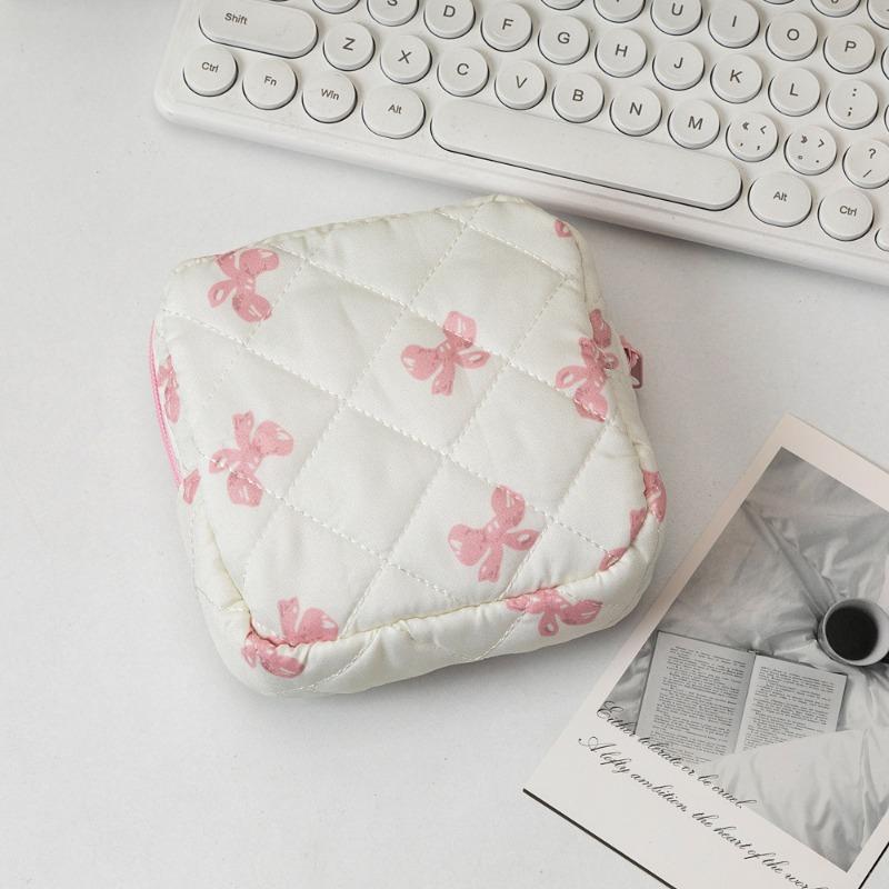 Cute Large Capacity Sanitary Napkin Storage Bags Cartoon Bow Portable Girls Physiological Period Tampon Organiser Bag Pouch