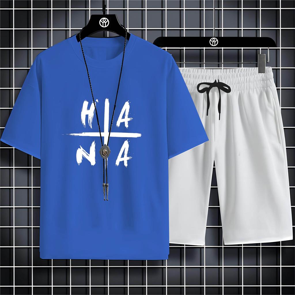 Vier Jahreszeiten Mode Lässig O Kragen 2d Trend Brief Drucken Herren Kurzarm T-Shirt Lose Bequeme Schnell Trocknende Anzug