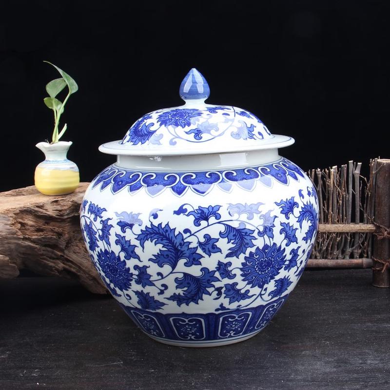 Ru Han Jingdezhen Blue and White Porcelain Storage Jar