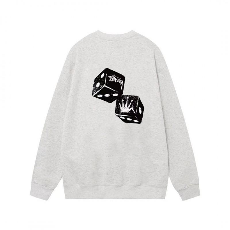Unisex Oversized Cotton Crewneck Sweatshirt With Letter Dice Print Fall Youth Streetwear