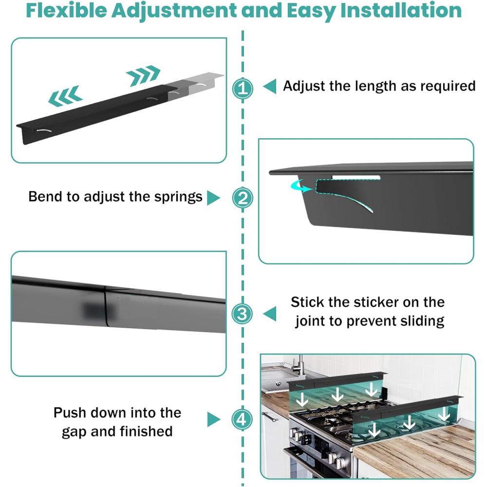 Silicone strip for the gap cover of the stove counter, heat-resistant oven gap filler, sealing, stain-resistant and easy to clea