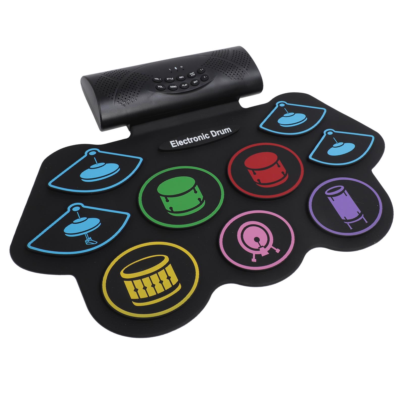 

Электронный набор ударных пэдов 9 пэдов 2 педали BT MIDI Roll Up портативный электронный ударный пэд для начинающих