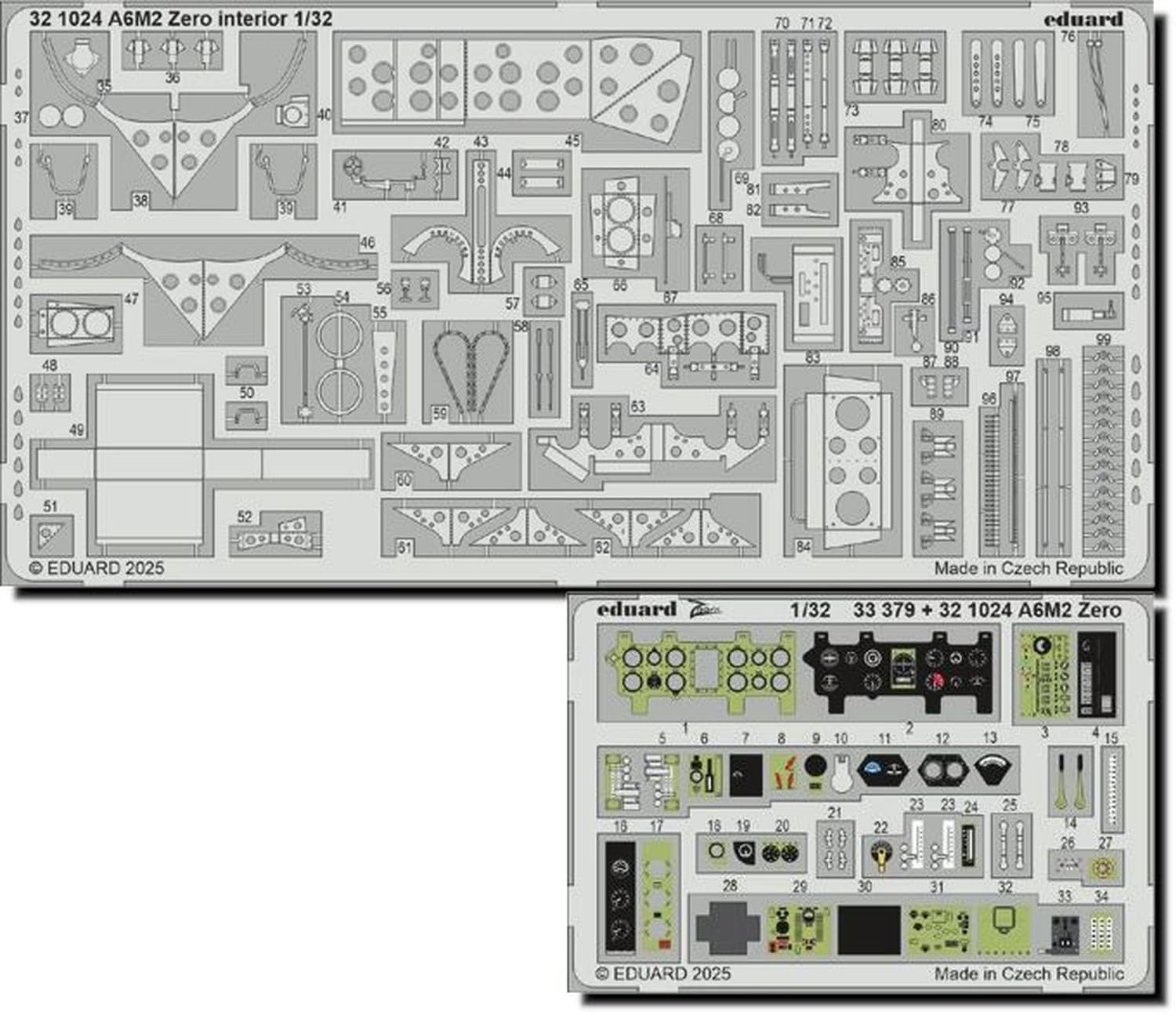 

Eduard Mitsubishi Zero Fighter Модель 21 Детали интерьера Фототравление Детали для пластиковой модели EDU321024 1/32 (для Тамии) (Самолет)
