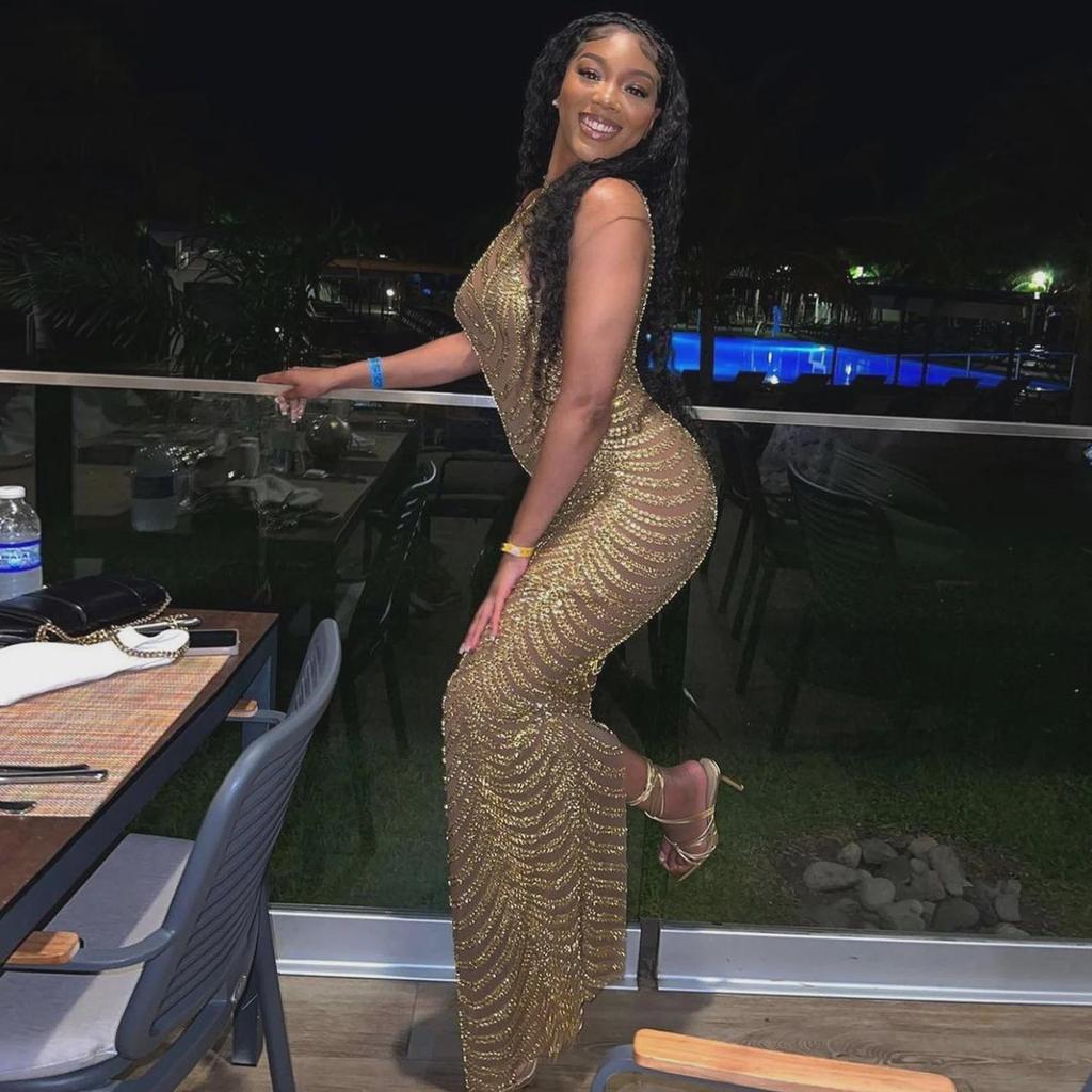 OS6777 Vestido Sexy de Rede Feminino com Strass - Estilo Europeu e Americano