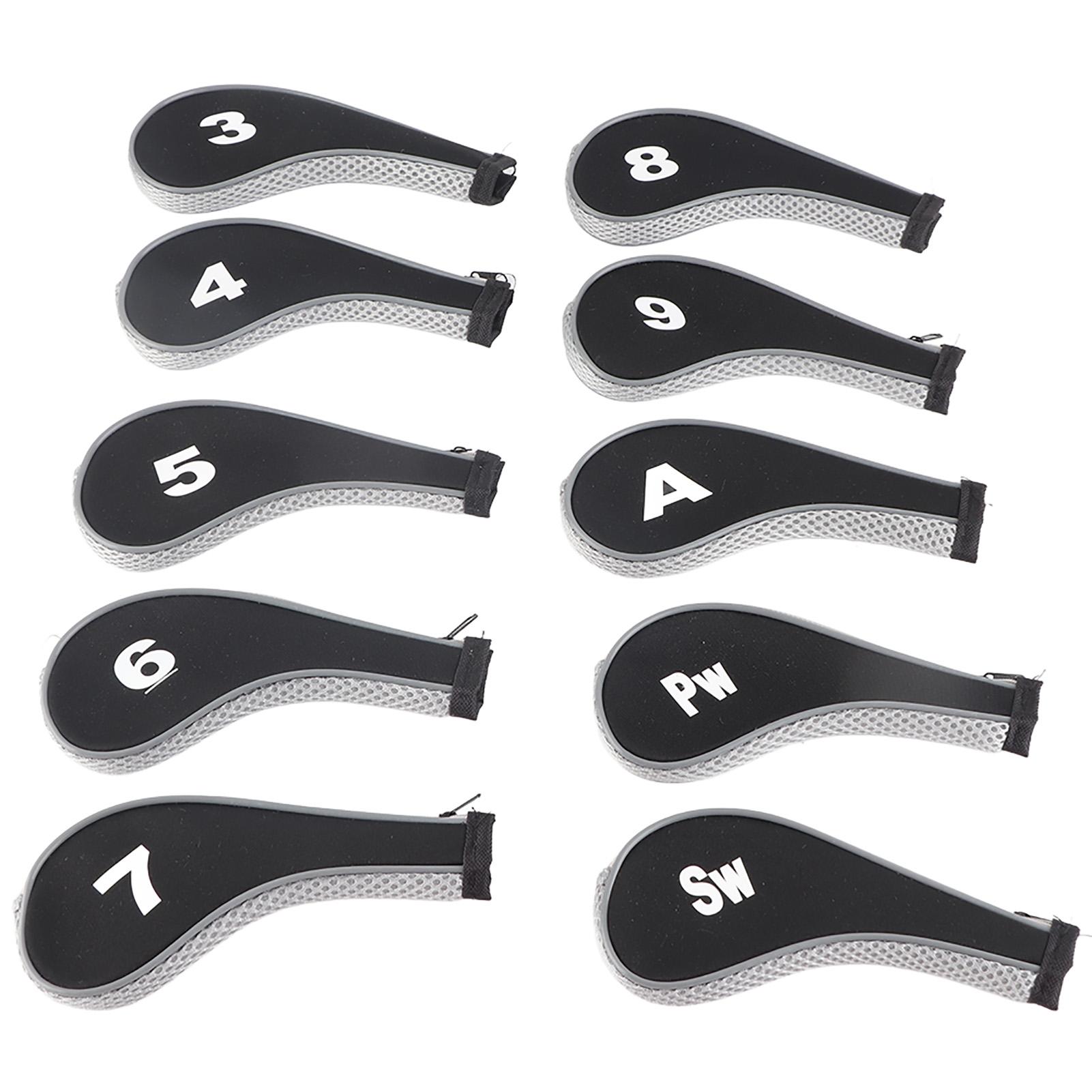 

10pcs Neoprene Waterproof Golf Club Iron Head Covers Putter Set Protector Case Golf Accessory Grey