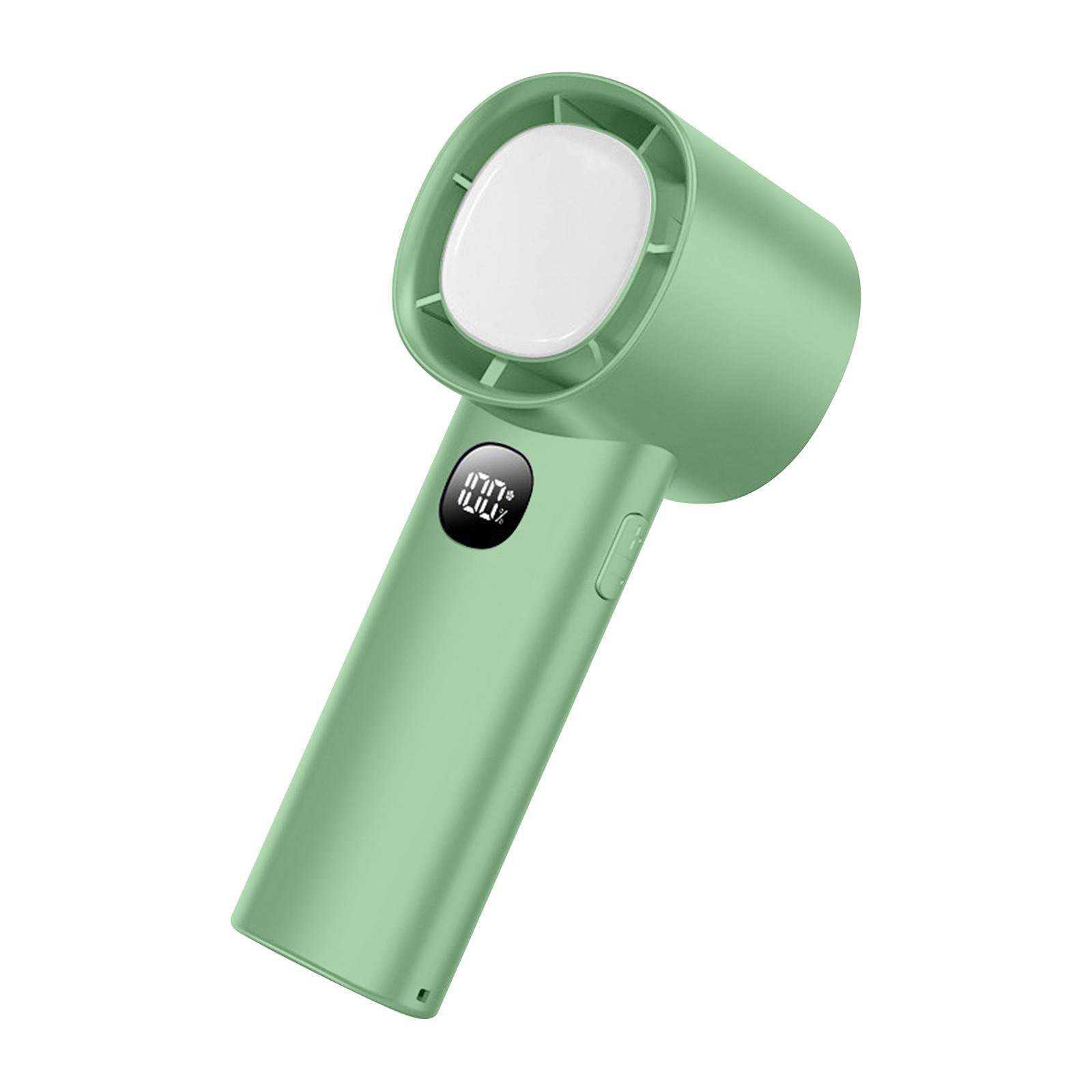 

Ручной вентилятор, настольный, высокоскоростной, небольшой, бесшумный вентилятор, светодиодный цифровой дисплей, функция ночной подсветки, высокоскоростной ручной вентилятор One Size зелёный