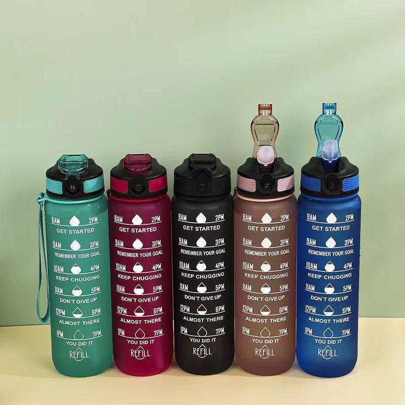 Water Bottle Motivational Sport Leakproof Bottle Outdoor Travel PC Fitness Jug