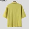 INCERUN Summer Men Short Sleeve Stitching Casual Vintage Cotton Shirts