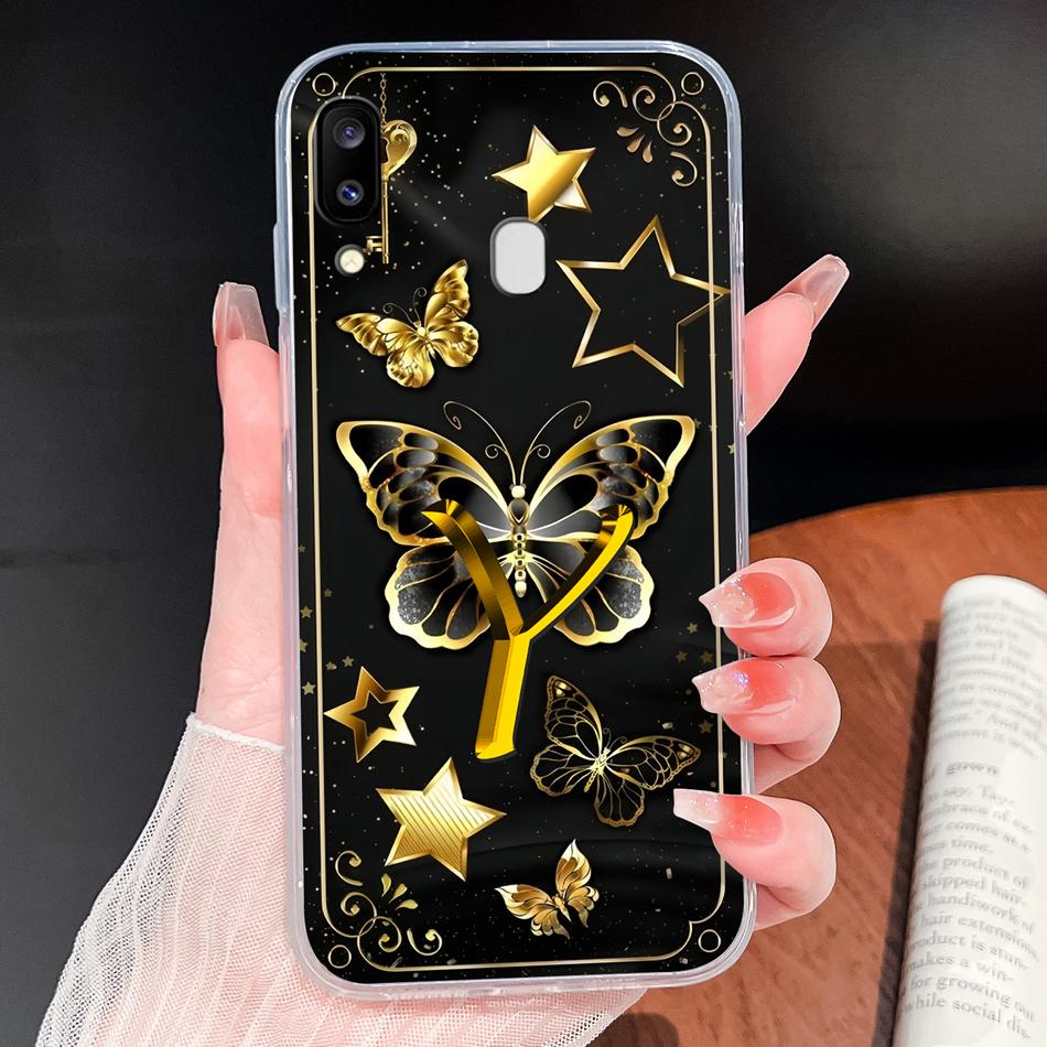 Für Samsung Galaxy A20 A20S A21 A30 A30S Handyhülle Schmetterling Buchstaben Weiches TPU Klare Silikonhülle Für Galaxy A 20 A 30 Gehäuse