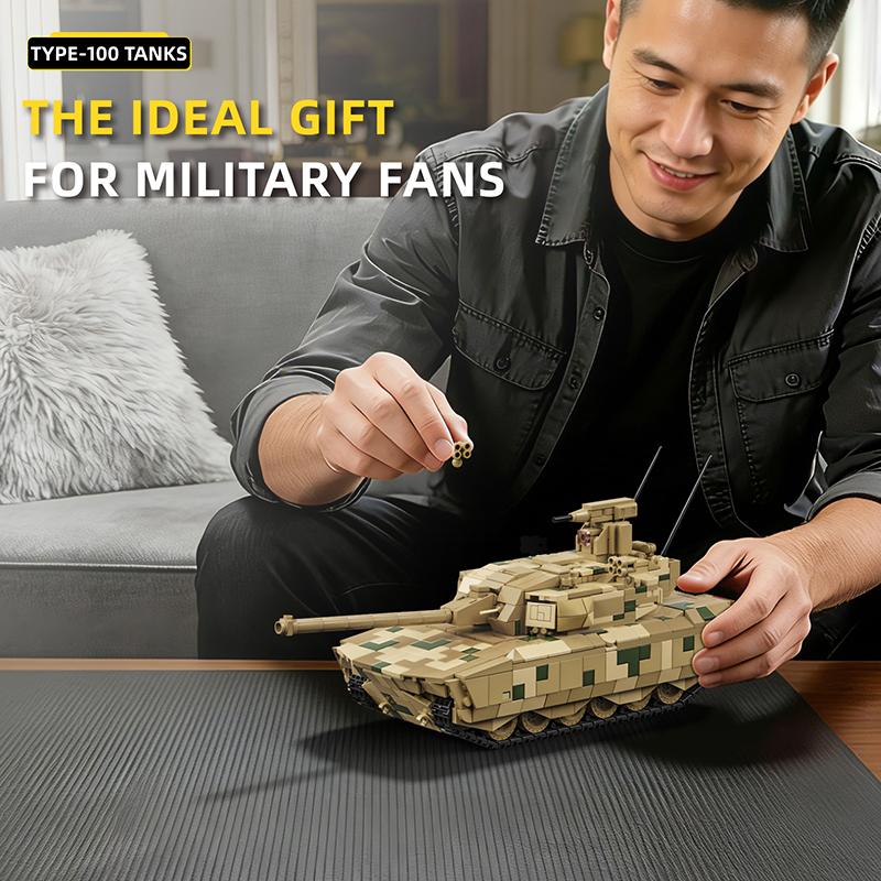 1417PCS Type 100 Main Battle Tank Military Building Blocks High Difficulty Assembly Model Toy Gift For adult