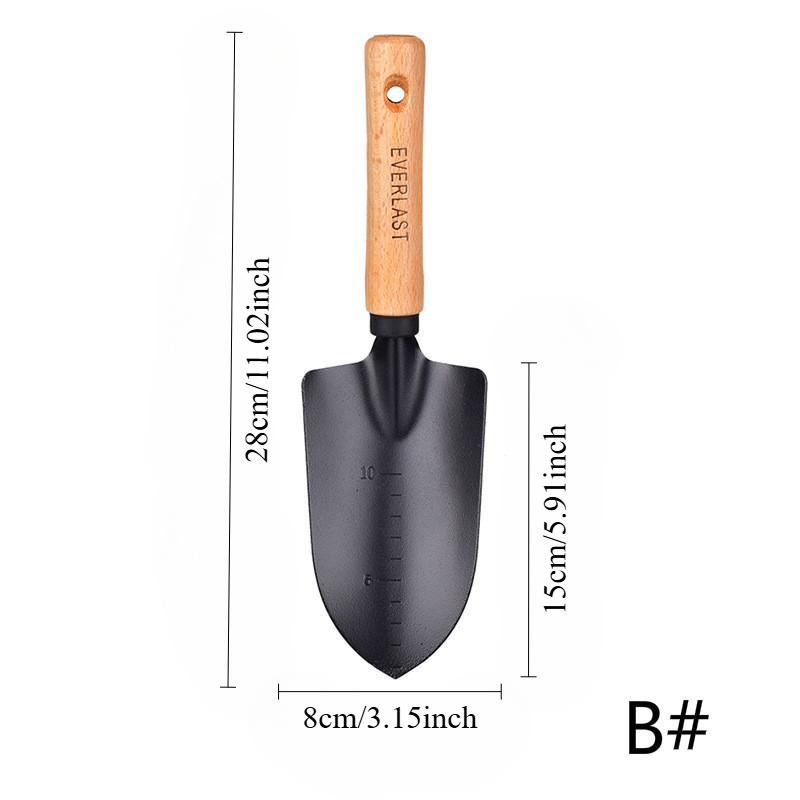 1pc Carbon Steel Garden Shovel Flower Planting Shovel Garden Wooden Handle Gardening Hand Tools