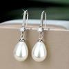 Water Drop Shape Long Earrings Shell Beads Simulation Freshwater Pearl Drop Earrings Rhinestone Temperament Ear Hook Ear Jewelry