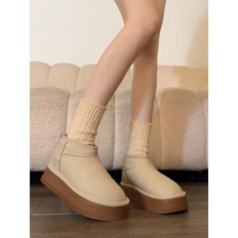 Huge good-looking snow boots winter velvet thickened warm platform cotton shoes one pedal short boots